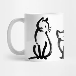 Stick figure cat in black ink Mug